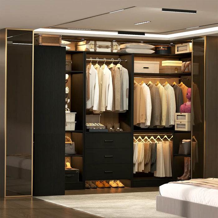 U-Shaped Heavy Duty Closet Organizer System with Drawers and Shelves, 3 Packs