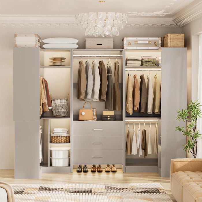 U-Shaped Heavy Duty Closet Organizer System with Drawers and Shelves, 3 Packs