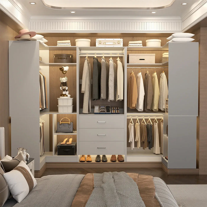 U-Shaped Heavy Duty Closet Organizer System with Drawers and Shelves, 3 Packs