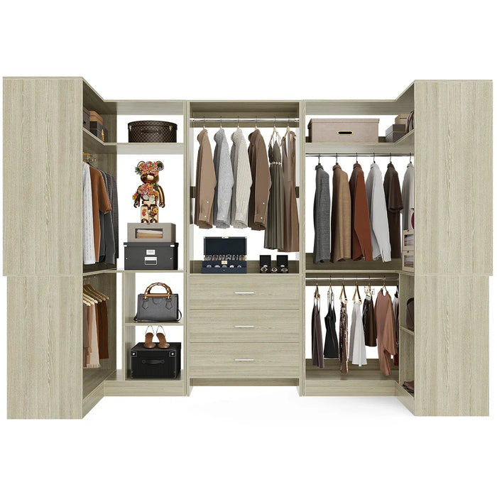 U-Shaped Heavy Duty Closet Organizer System with Drawers and Shelves, 3 Packs