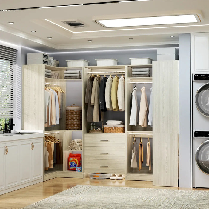 U-Shaped Heavy Duty Closet Organizer System with Drawers and Shelves, 3 Packs