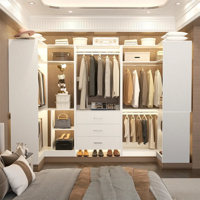 U-Shaped Heavy Duty Closet Organizer System with Drawers and Shelves, 3 Packs