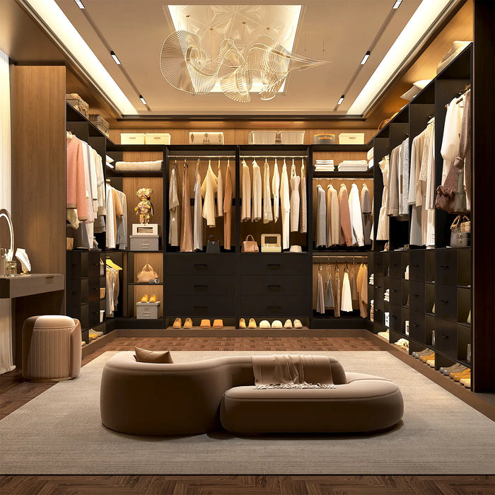 U-Shaped Heavy Duty Closet Organizer with Drawrs and Shelves, 4-Piece Set