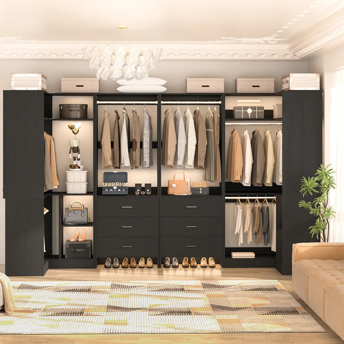 U-Shaped Heavy Duty Closet Organizer with Drawrs and Shelves, 4-Piece Set