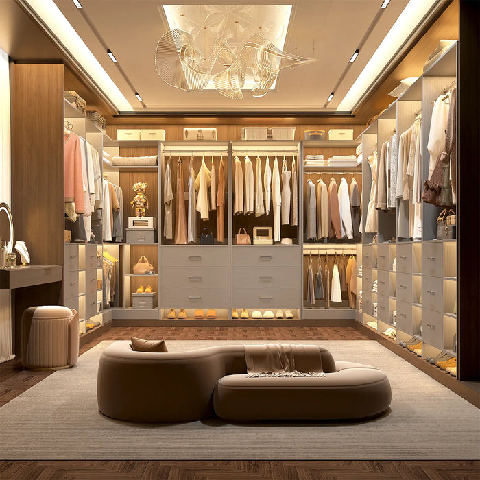 U-Shaped Heavy Duty Closet Organizer with Drawrs and Shelves, 4-Piece Set