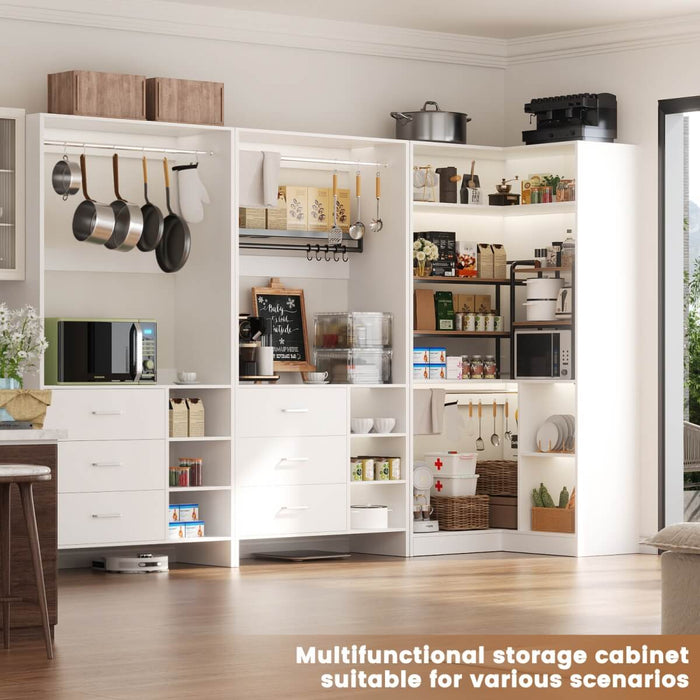 Closet System with 6 Drawers, 4 Hanging Rods & Corner Tower, Set of 3