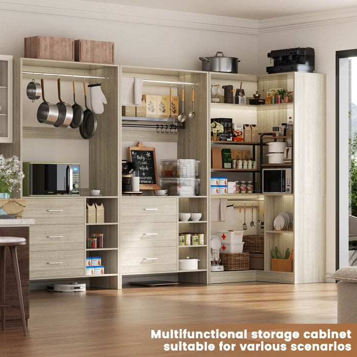 Closet System with 6 Drawers, 4 Hanging Rods & Corner Tower, Set of 3