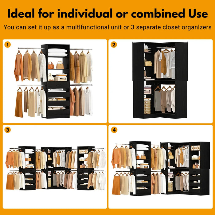 79"-267" Adjustable Closet System with Drawers & Shelves for Bedroom/Closet