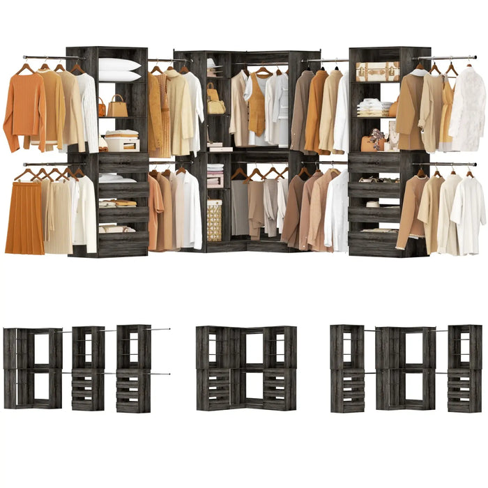 79"-267" Adjustable Closet System with Drawers & Shelves for Bedroom/Closet