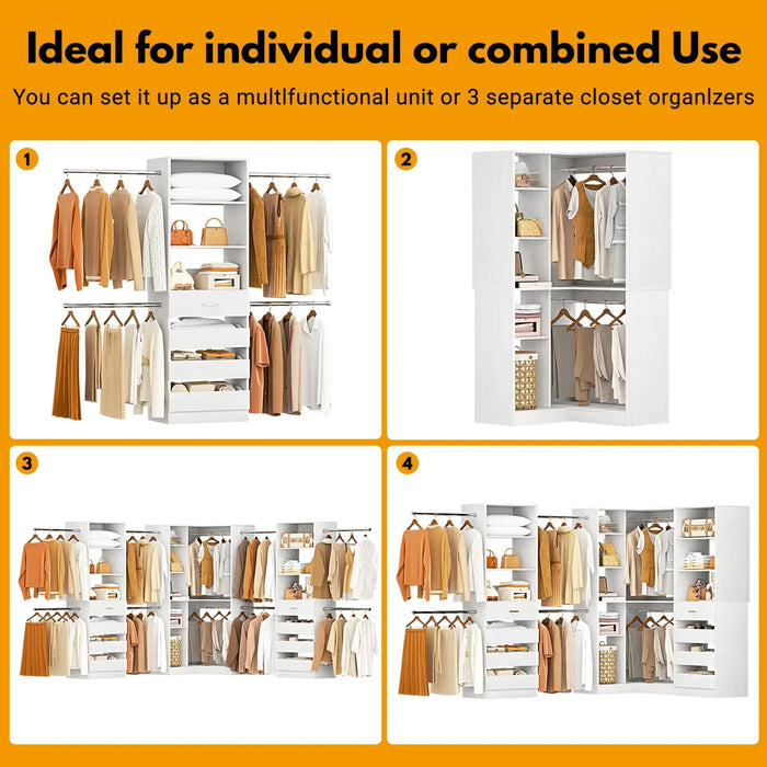 79"-267" Adjustable Closet System with Drawers & Shelves for Bedroom/Closet