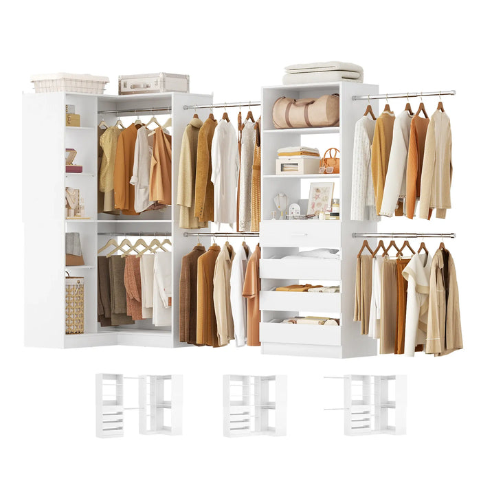 58"-152" Adjustable Freestanding Closet System with Drawers and Shelves, 2 Pack