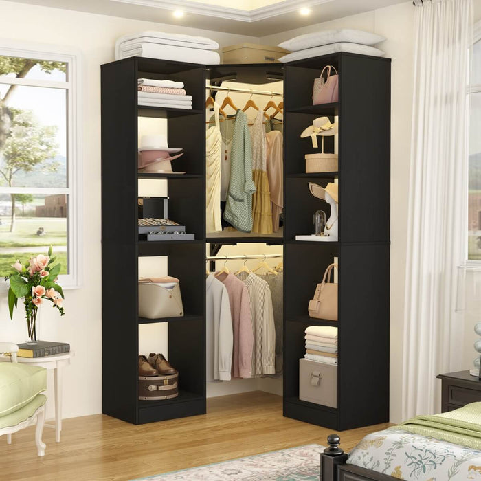 100 Inch L Shaped Closet Organizers and Storage System with Drawers and Corner Closet