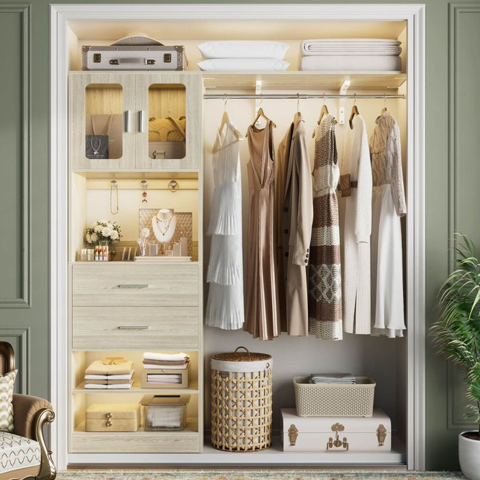 100 Inch L Shaped Closet Organizers and Storage System with Drawers and Corner Closet