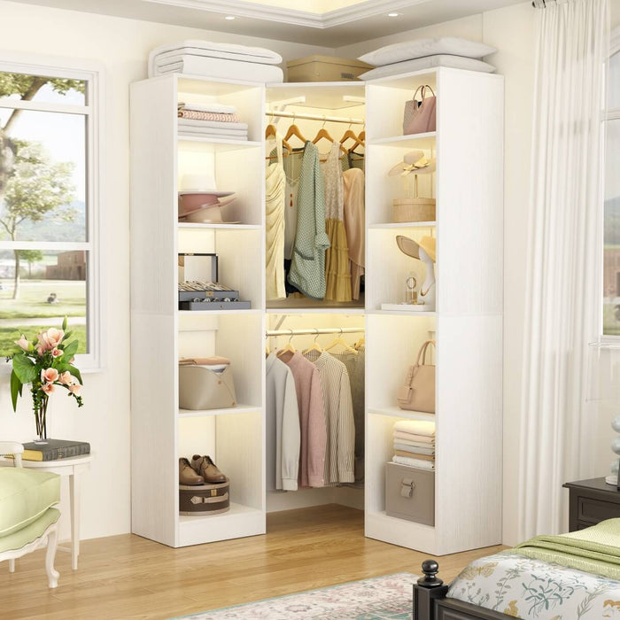 100 Inch L Shaped Closet Organizers and Storage System with Drawers and Corner Closet
