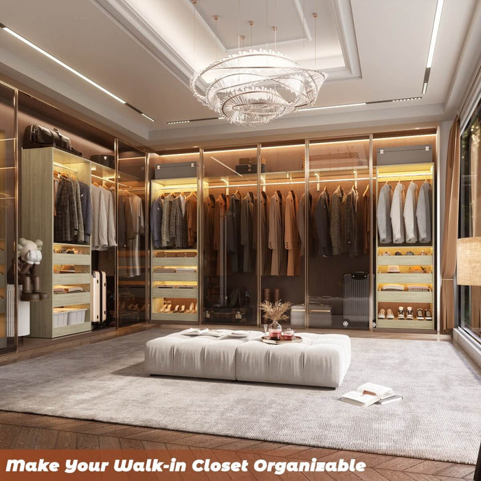 5FT Closet System with 3 Wooden Drawers & Hanging Rod, Reversible