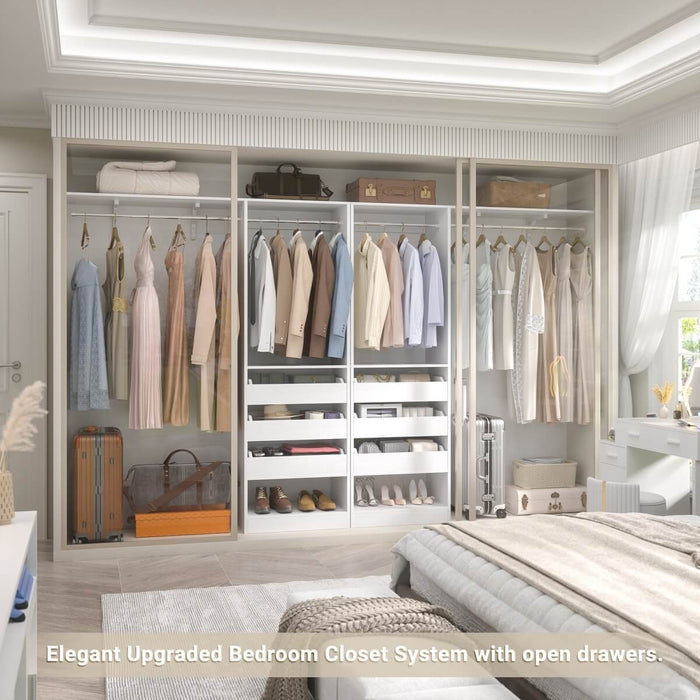 5FT Closet System with 3 Wooden Drawers & Hanging Rod, Reversible