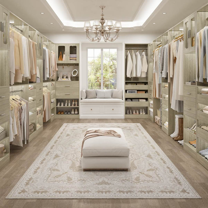 120 inch Closet System with 2 Sets, with 5 Drawers, 3 Hanging Rods, Reversible