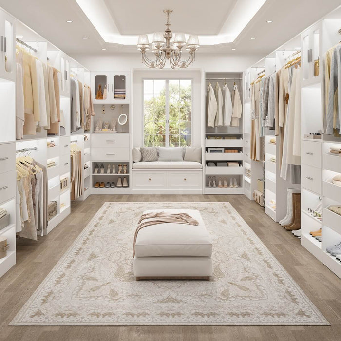 120 inch Closet System with 2 Sets, with 5 Drawers, 3 Hanging Rods, Reversible