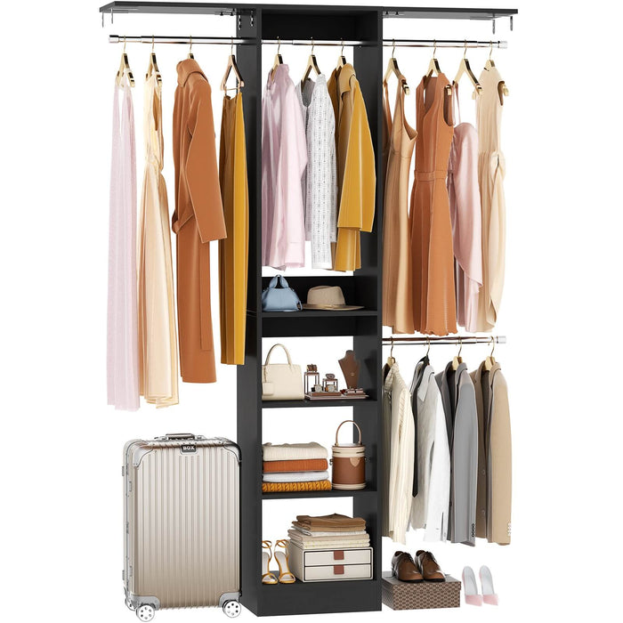 4FT Small Closet Organizer with Shelves and Hanging Rods