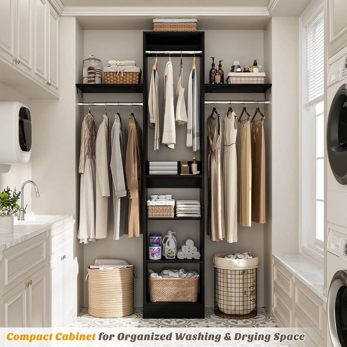 4FT Small Closet Organizer with Shelves and Hanging Rods