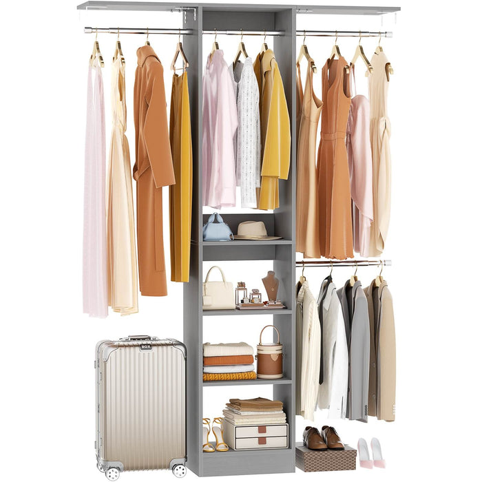 4FT Small Closet Organizer with Shelves and Hanging Rods