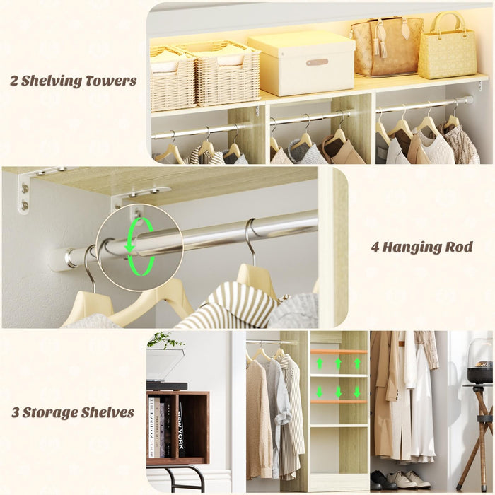 4FT Small Closet Organizer with Shelves and Hanging Rods