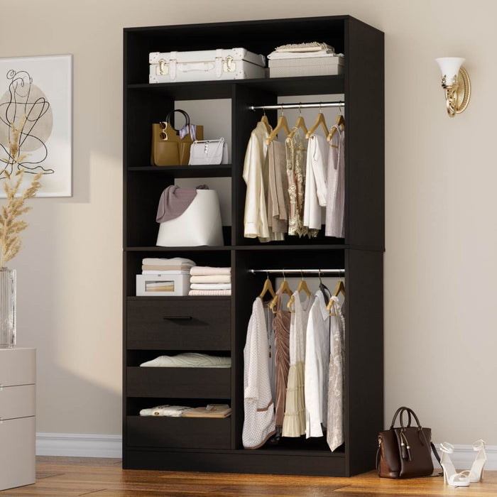 36'' Walk in Closet System with 3 Drawers, Hanging Rod & Storage Shelves, for Bedroom & Closets