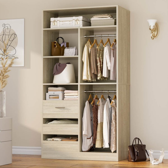 36'' Walk in Closet System with 3 Drawers, Hanging Rod & Storage Shelves, for Bedroom & Closets