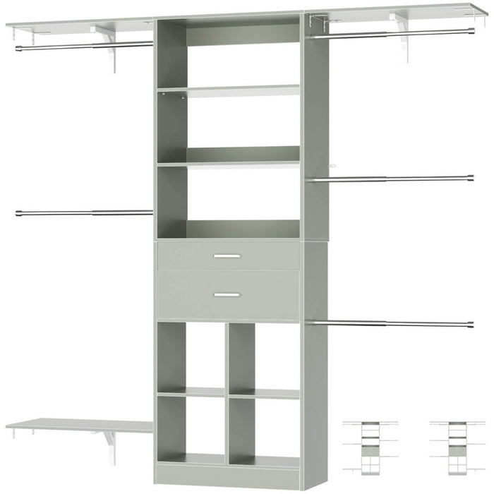 5FT Closet Organizer System with Wooden Drawers