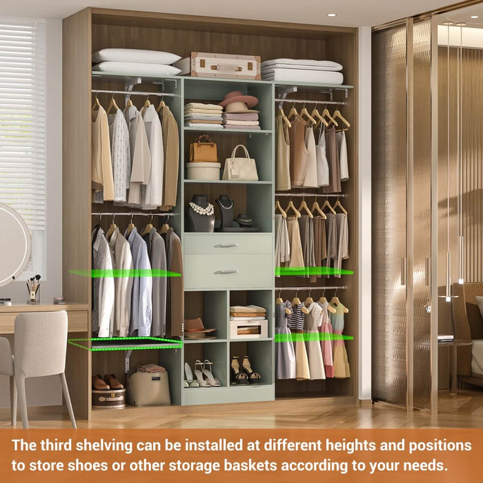 5FT Closet Organizer System with Wooden Drawers