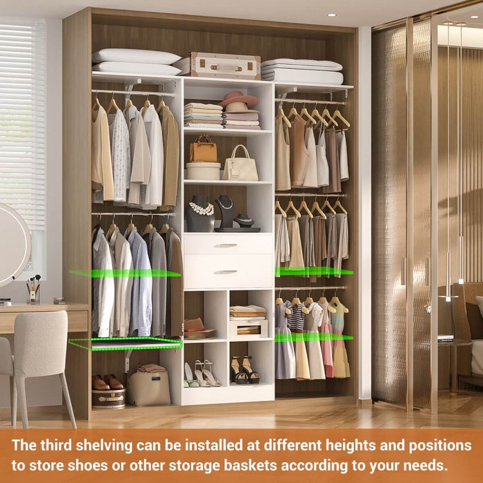 5FT Closet Organizer System with Wooden Drawers