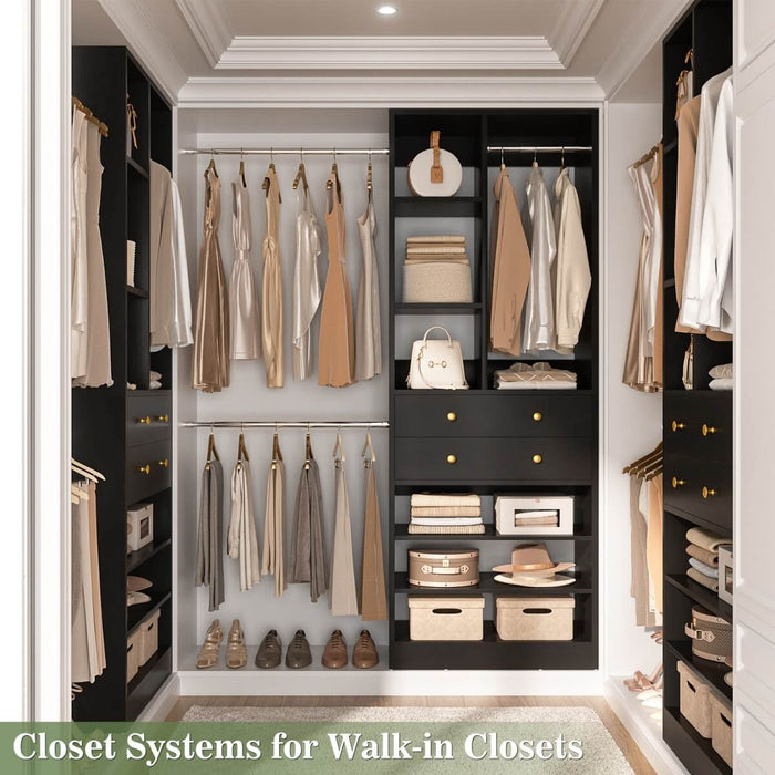 4.2 - 8.8 FT Adjustable Closet System with Drawers, Hanging Rods, and Shelves