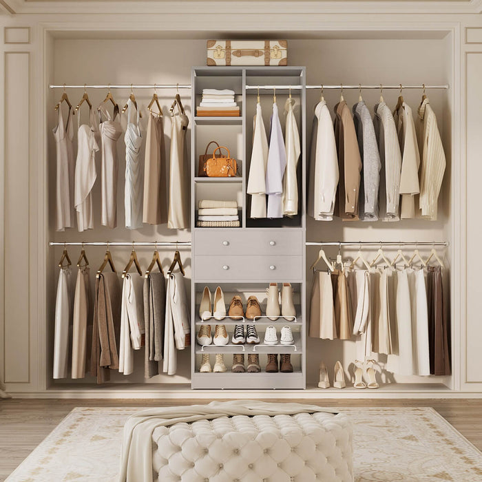 4.2 - 8.8 FT Adjustable Closet System with Drawers, Hanging Rods, and Shelves