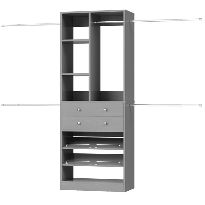 4.2 - 8.8 FT Adjustable Closet System with Drawers, Hanging Rods, and Shelves