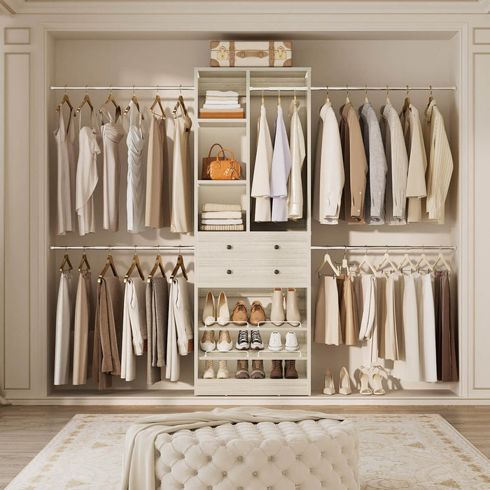 4.2 - 8.8 FT Adjustable Closet System with Drawers, Hanging Rods, and Shelves