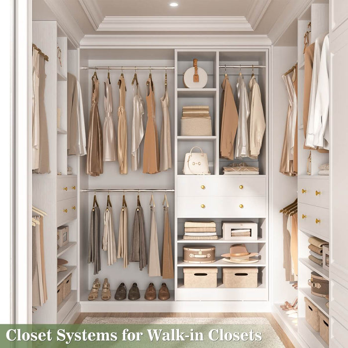 4.2 - 8.8 FT Adjustable Closet System with Drawers, Hanging Rods, and Shelves