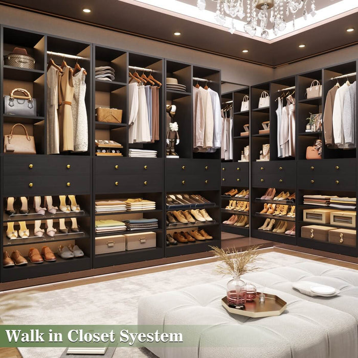 112"/9.3 FT Closet Organizer System with 8 Drawers and Shelves
