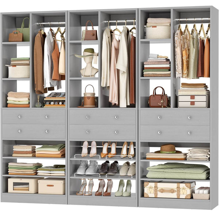 84"/7 FT Closet Organizer System with Drawers and Shelves