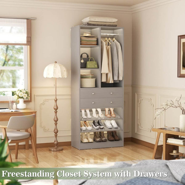 28"/2.3FT Walk in Closet System with Drawers and Shelves