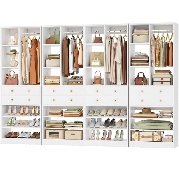 112"/9.3 FT Closet Organizer System with 8 Drawers and Shelves