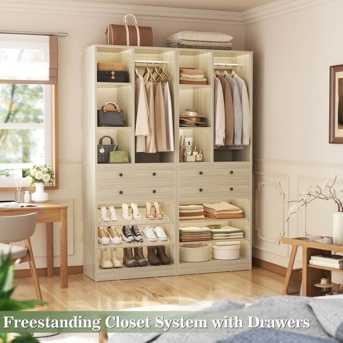 55.5"/4.6 FT Closet Organizer System with Drawers and Shelves