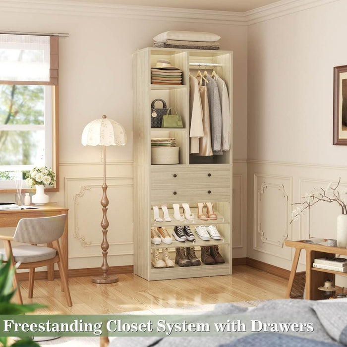 28"/2.3FT Walk in Closet System with Drawers and Shelves