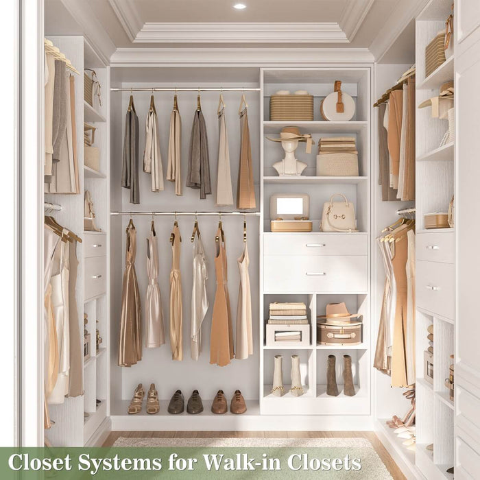 4-8 FT Closet Organizer Tower with 2 Wooden Drawers and Shelves