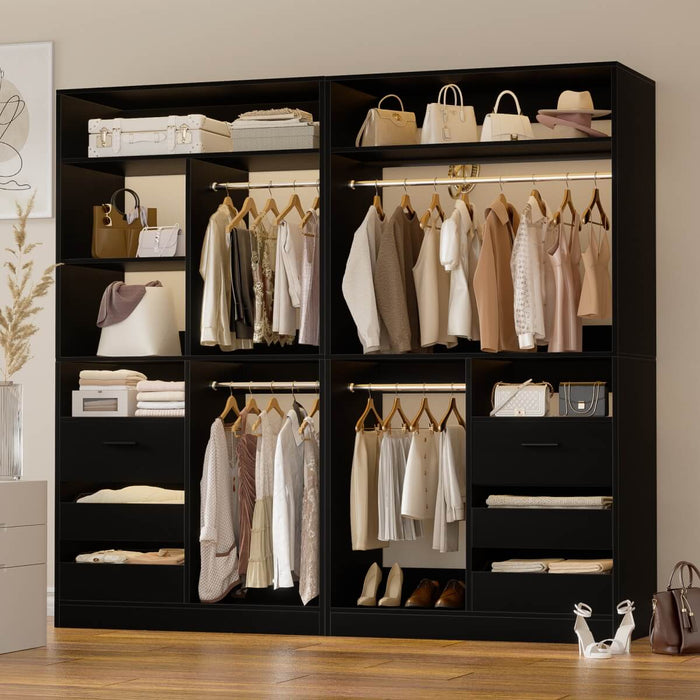 72 Inch Closet System With 6 Drawers And 4 Rods