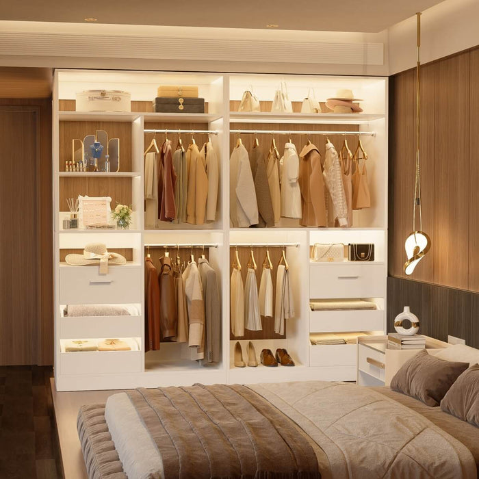 72 Inch Closet System With 6 Drawers And 4 Rods