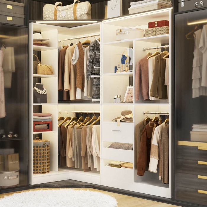 72 Inch Walk In Closet System with 3 Drawers and 4 Rods