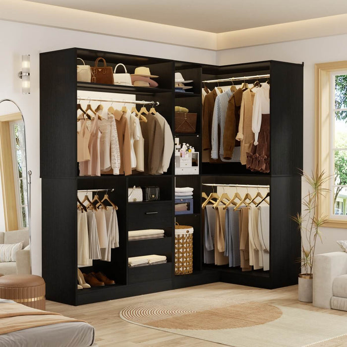 72" Closet System With 3 Drawers, 3 Long Rods And 1 Short Rod