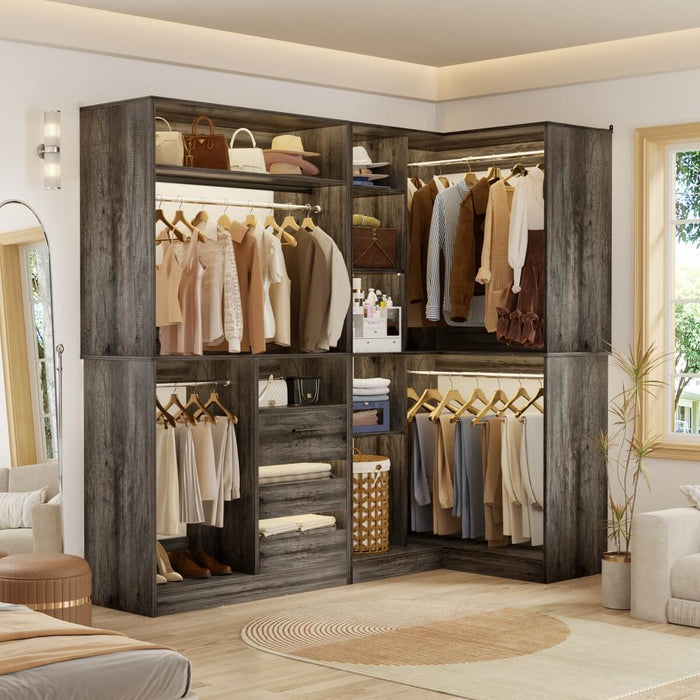 72" Closet System With 3 Drawers, 3 Long Rods And 1 Short Rod