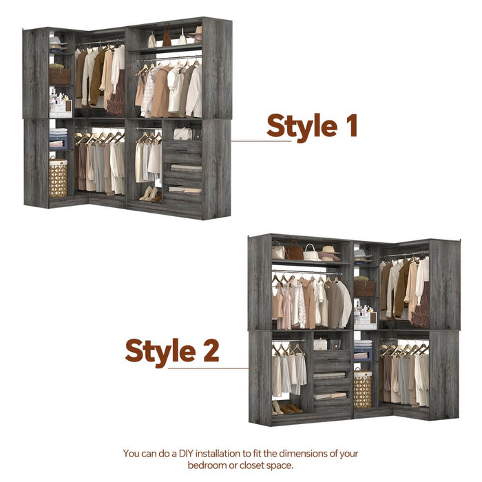 72" Closet System With 3 Drawers, 3 Long Rods And 1 Short Rod