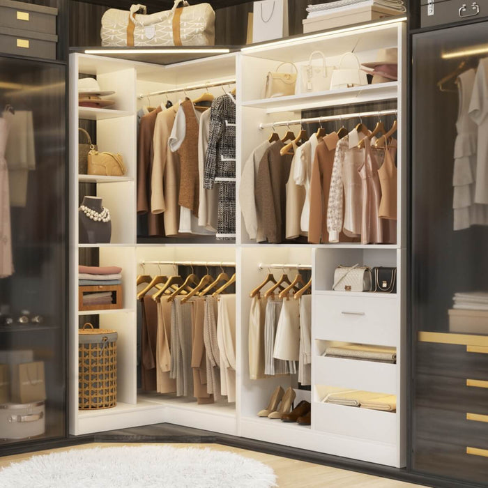 72" Closet System With 3 Drawers, 3 Long Rods And 1 Short Rod